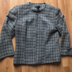Tweed silk zipper jacket EUC